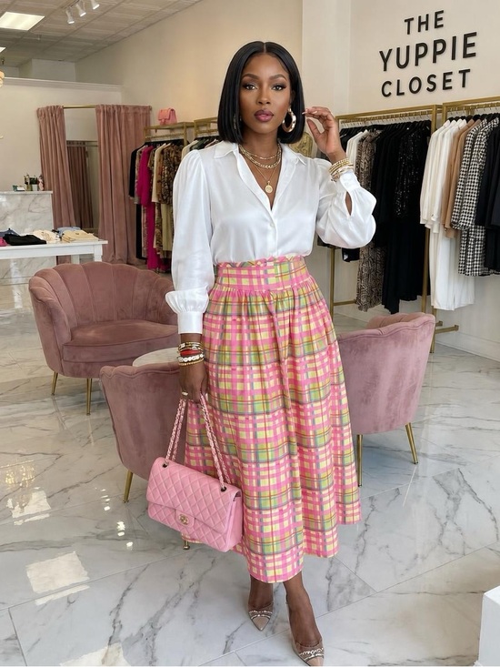 New York & Company Dresses & Skirts - New York & Company Plaid Midi Skirt